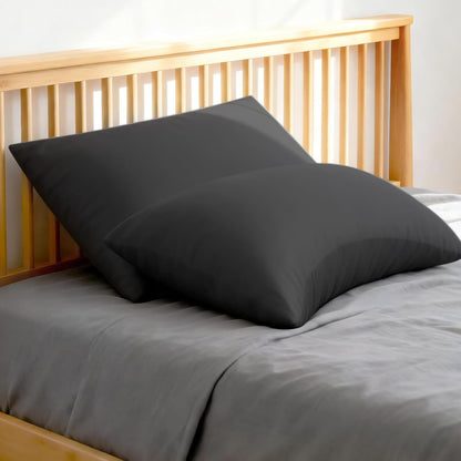 Cooling Queen Pillowcases Set of 2 Breathable Cool Silky Soft Rayon Derived from Bamboo Fabric, Moisture Wicking for Hot Sleepers, Hair and Skin Friendly, Dark Grey, 2 Pack, 20x30IN