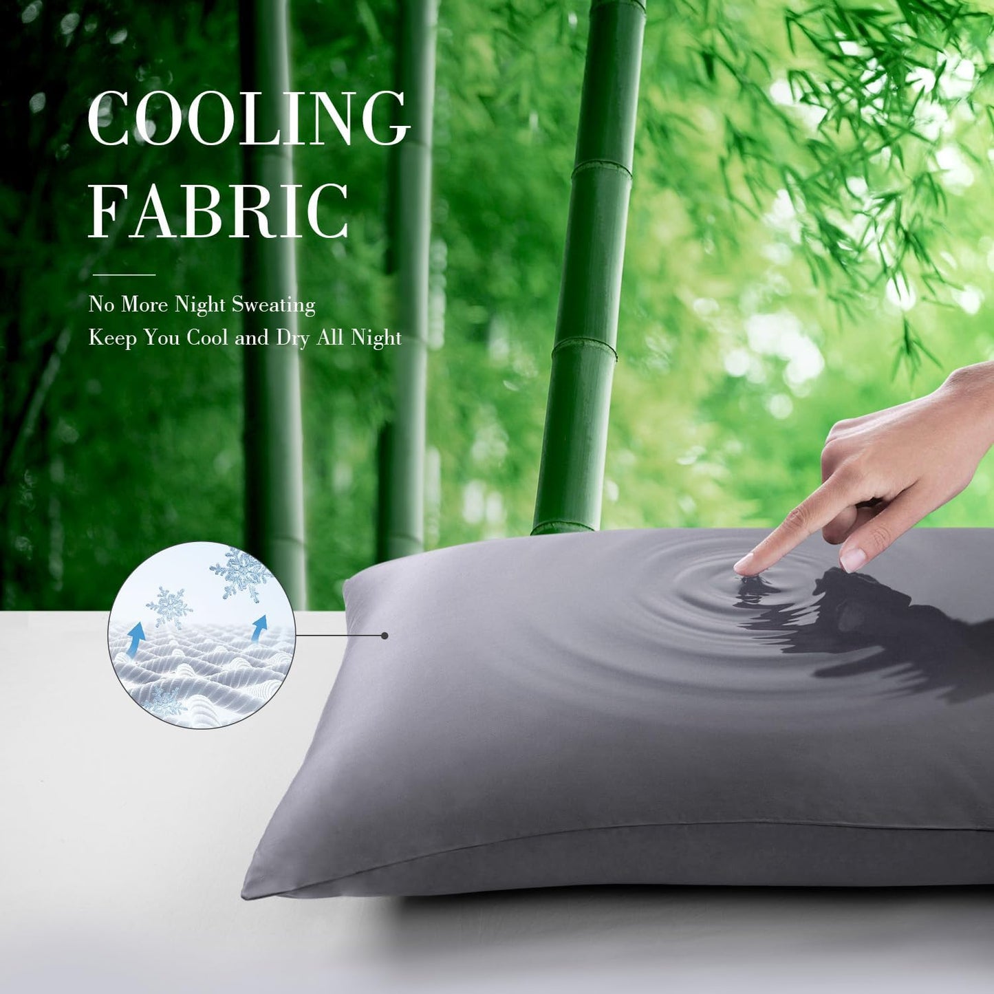 Cooling Queen Pillowcases Set of 2 Breathable Cool Silky Soft Rayon Derived from Bamboo Fabric, Moisture Wicking for Hot Sleepers, Hair and Skin Friendly, Dark Grey, 2 Pack, 20x30IN