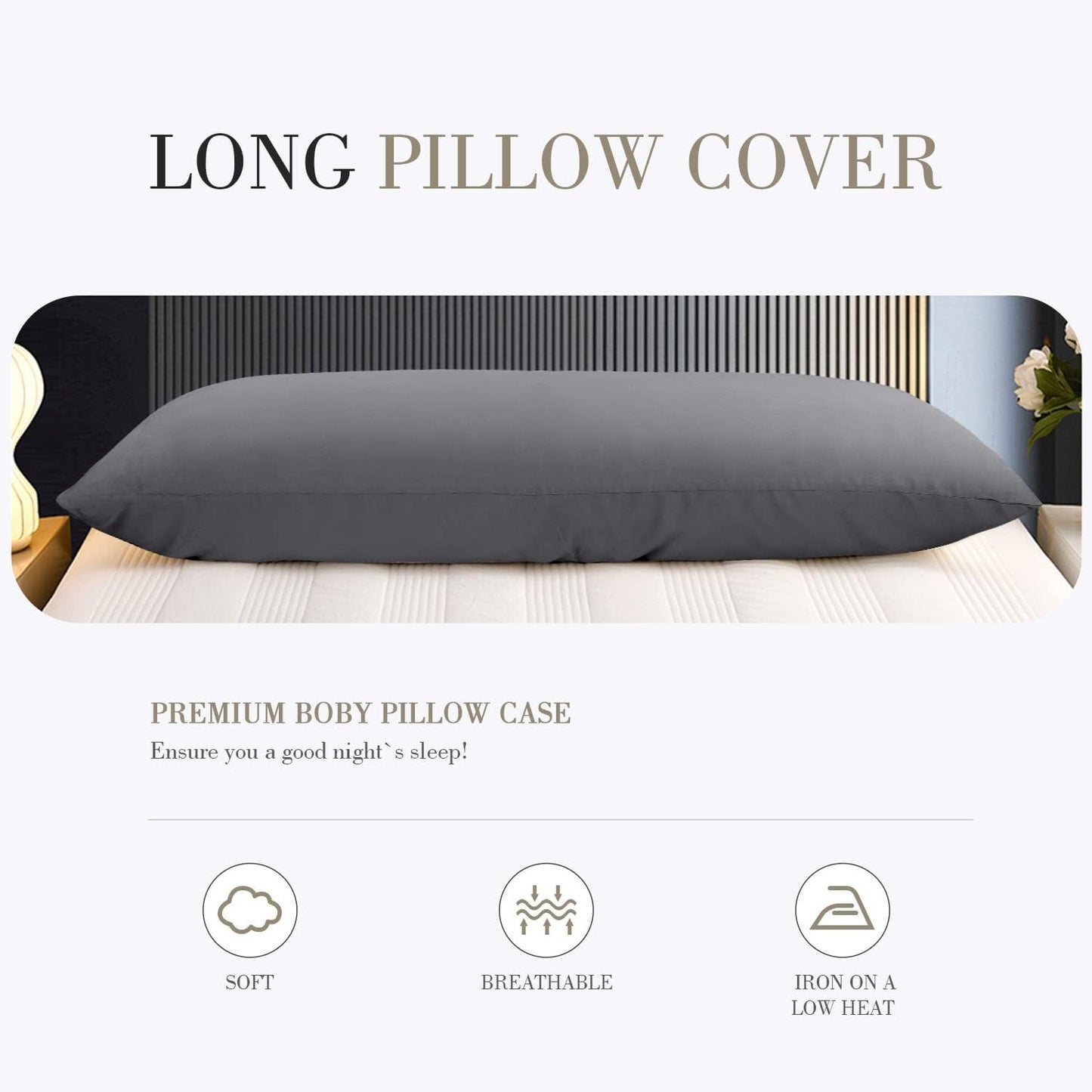 Cooling Queen Pillowcases Set of 2 Breathable Cool Silky Soft Rayon Derived from Bamboo Fabric, Moisture Wicking for Hot Sleepers, Hair and Skin Friendly, Dark Grey, 2 Pack, 20x30IN