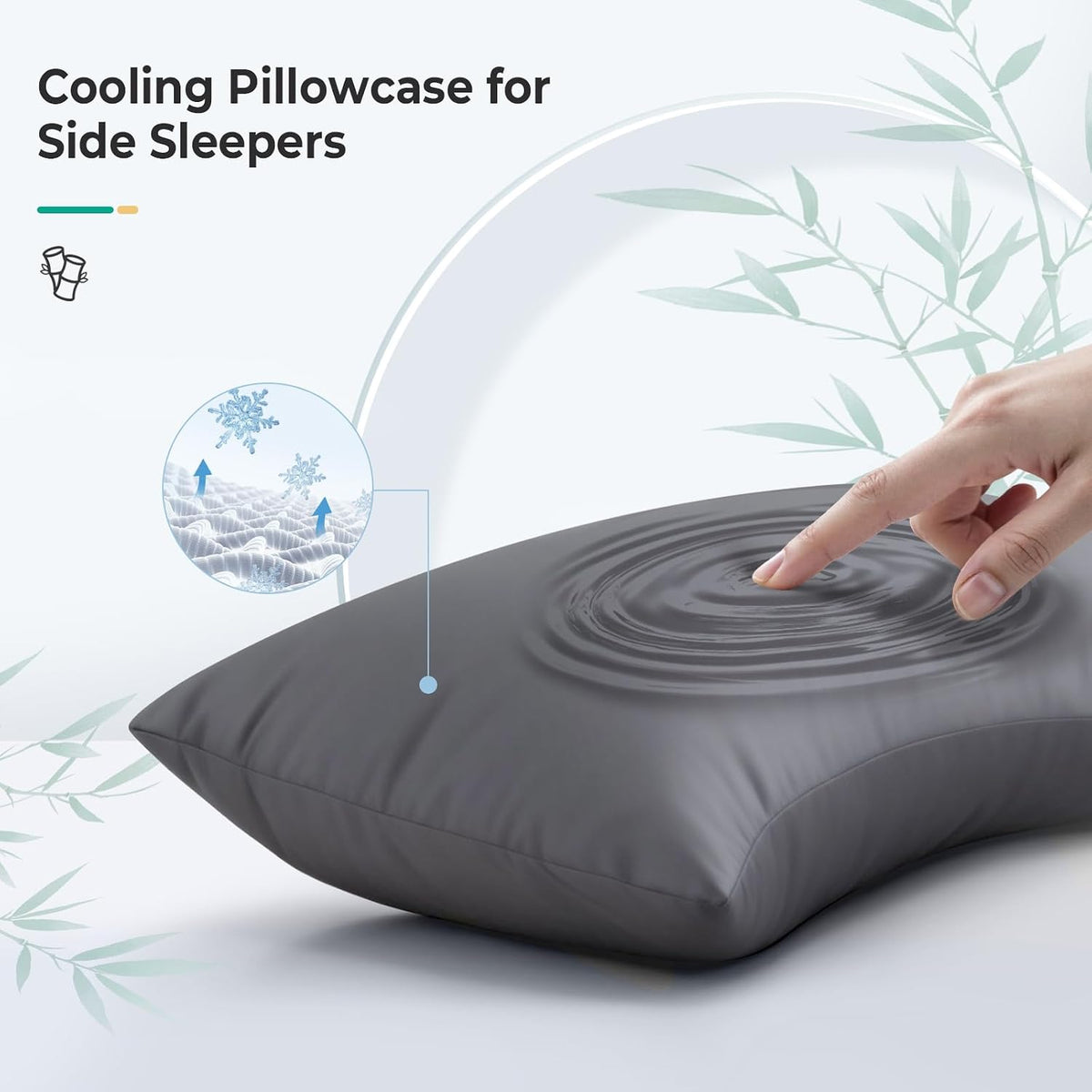 Cooling Queen Pillowcases Set of 2 Breathable Cool Silky Soft Rayon Derived from Bamboo Fabric, Moisture Wicking for Hot Sleepers, Hair and Skin Friendly, Dark Grey, 2 Pack, 20x30IN