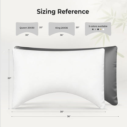 Cooling Queen Pillowcases Set of 2 Breathable Cool Silky Soft Rayon Derived from Bamboo Fabric, Moisture Wicking for Hot Sleepers, Hair and Skin Friendly, Dark Grey, 2 Pack, 20x30IN