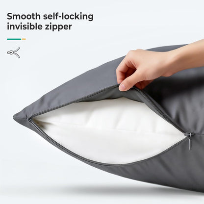 Cooling Queen Pillowcases Set of 2 Breathable Cool Silky Soft Rayon Derived from Bamboo Fabric, Moisture Wicking for Hot Sleepers, Hair and Skin Friendly, Dark Grey, 2 Pack, 20x30IN