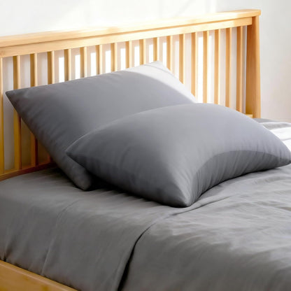 Cooling Queen Pillowcases Set of 2 Breathable Cool Silky Soft Rayon Derived from Bamboo Fabric, Moisture Wicking for Hot Sleepers, Hair and Skin Friendly, Dark Grey, 2 Pack, 20x30IN