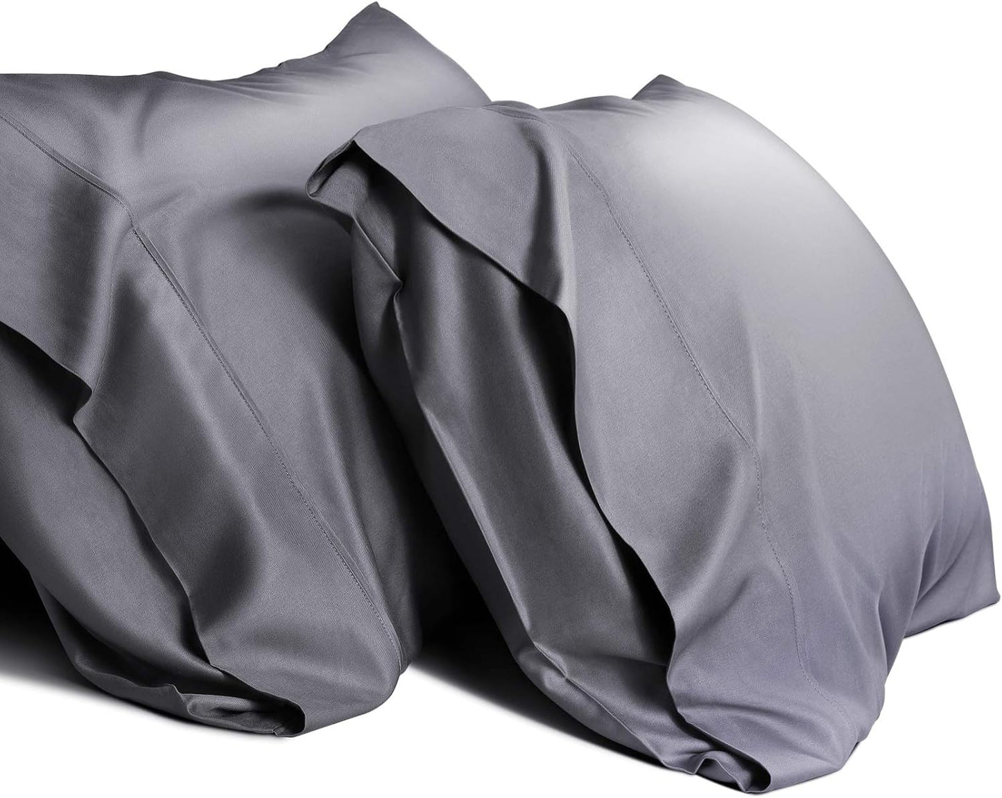 Cooling Queen Pillowcases Set of 2 Breathable Cool Silky Soft Rayon Derived from Bamboo Fabric, Moisture Wicking for Hot Sleepers, Hair and Skin Friendly, Dark Grey, 2 Pack, 20x30IN