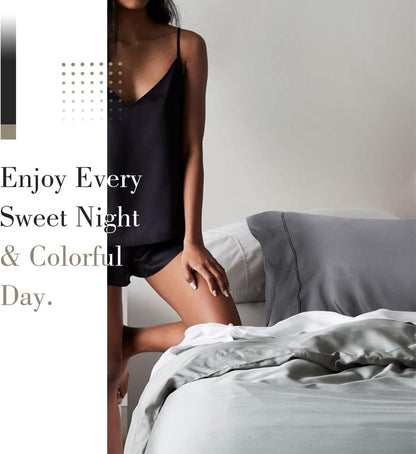 Cooling Queen Pillowcases Set of 2 Breathable Cool Silky Soft Rayon Derived from Bamboo Fabric, Moisture Wicking for Hot Sleepers, Hair and Skin Friendly, Dark Grey, 2 Pack, 20x30IN