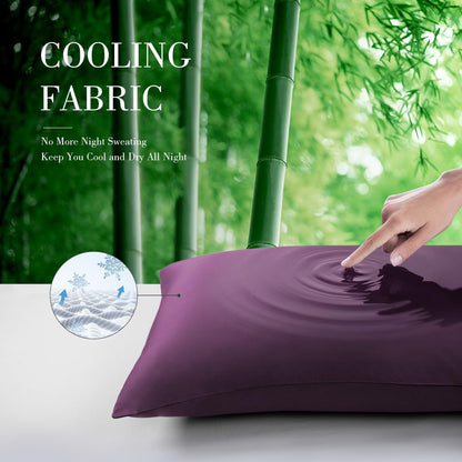Cooling Queen Pillowcases Set of 2 Breathable Cool Silky Soft Rayon Derived from Bamboo Fabric, Moisture Wicking for Hot Sleepers, Hair and Skin Friendly, Dark Grey, 2 Pack, 20x30IN