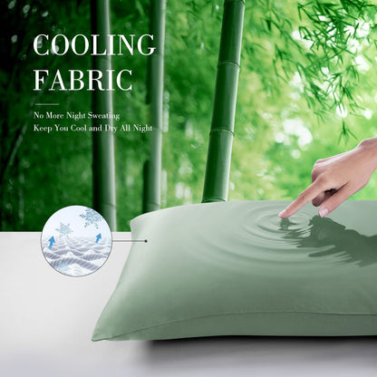 Cooling Queen Pillowcases Set of 2 Breathable Cool Silky Soft Rayon Derived from Bamboo Fabric, Moisture Wicking for Hot Sleepers, Hair and Skin Friendly, Dark Grey, 2 Pack, 20x30IN