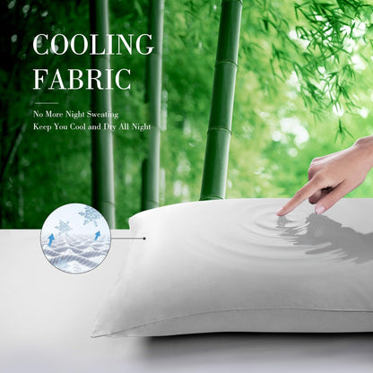 Cooling Queen Pillowcases Set of 2 Breathable Cool Silky Soft Rayon Derived from Bamboo Fabric, Moisture Wicking for Hot Sleepers, Hair and Skin Friendly, Dark Grey, 2 Pack, 20x30IN