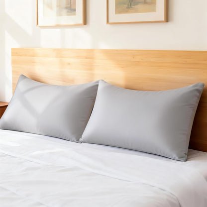 Cooling Queen Pillowcases Set of 2 Breathable Cool Silky Soft Rayon Derived from Bamboo Fabric, Moisture Wicking for Hot Sleepers, Hair and Skin Friendly, Dark Grey, 2 Pack, 20x30IN