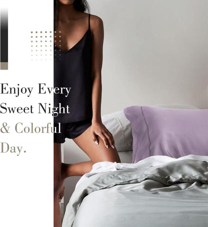 Cooling Queen Pillowcases Set of 2 Breathable Cool Silky Soft Rayon Derived from Bamboo Fabric, Moisture Wicking for Hot Sleepers, Hair and Skin Friendly, Dark Grey, 2 Pack, 20x30IN