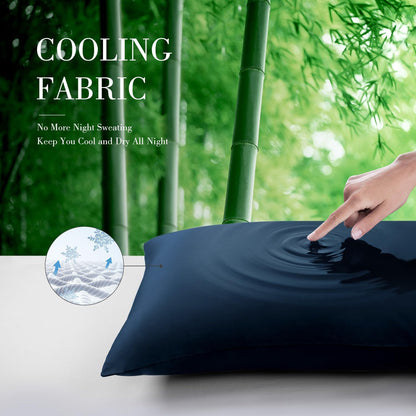 Cooling Queen Pillowcases Set of 2 Breathable Cool Silky Soft Rayon Derived from Bamboo Fabric, Moisture Wicking for Hot Sleepers, Hair and Skin Friendly, Dark Grey, 2 Pack, 20x30IN