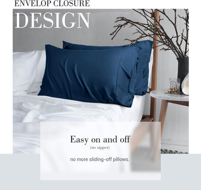 Cooling Queen Pillowcases Set of 2 Breathable Cool Silky Soft Rayon Derived from Bamboo Fabric, Moisture Wicking for Hot Sleepers, Hair and Skin Friendly, Dark Grey, 2 Pack, 20x30IN