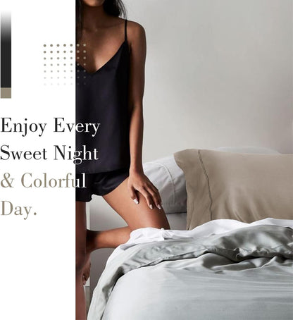 Cooling Queen Pillowcases Set of 2 Breathable Cool Silky Soft Rayon Derived from Bamboo Fabric, Moisture Wicking for Hot Sleepers, Hair and Skin Friendly, Dark Grey, 2 Pack, 20x30IN