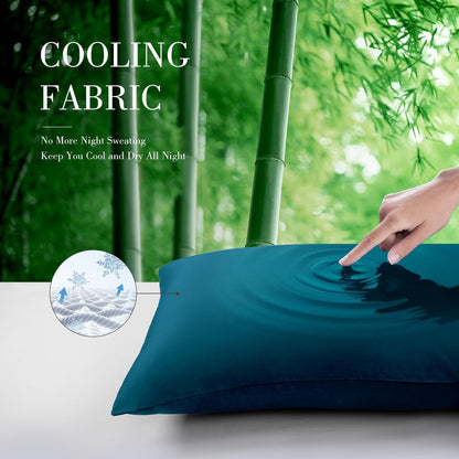 Cooling Queen Pillowcases Set of 2 Breathable Cool Silky Soft Rayon Derived from Bamboo Fabric, Moisture Wicking for Hot Sleepers, Hair and Skin Friendly, Dark Grey, 2 Pack, 20x30IN