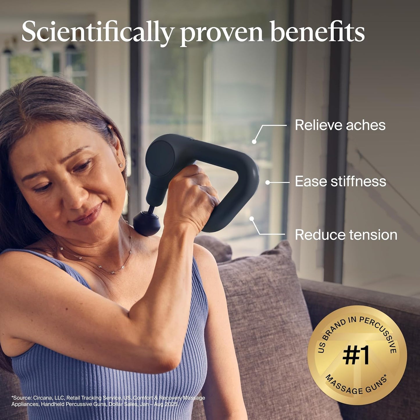 Therabody Relief Massage Gun | for Daily Comfort | 3-Speed | Navy