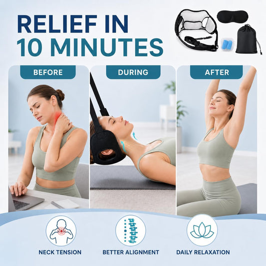 Neck Stretcher Hammock, Adjustable Cervical Traction Device with Removable Pads, Portable Support Strap for Neck Tension Relief and Comfort | Neck Tension Relief and Comfort