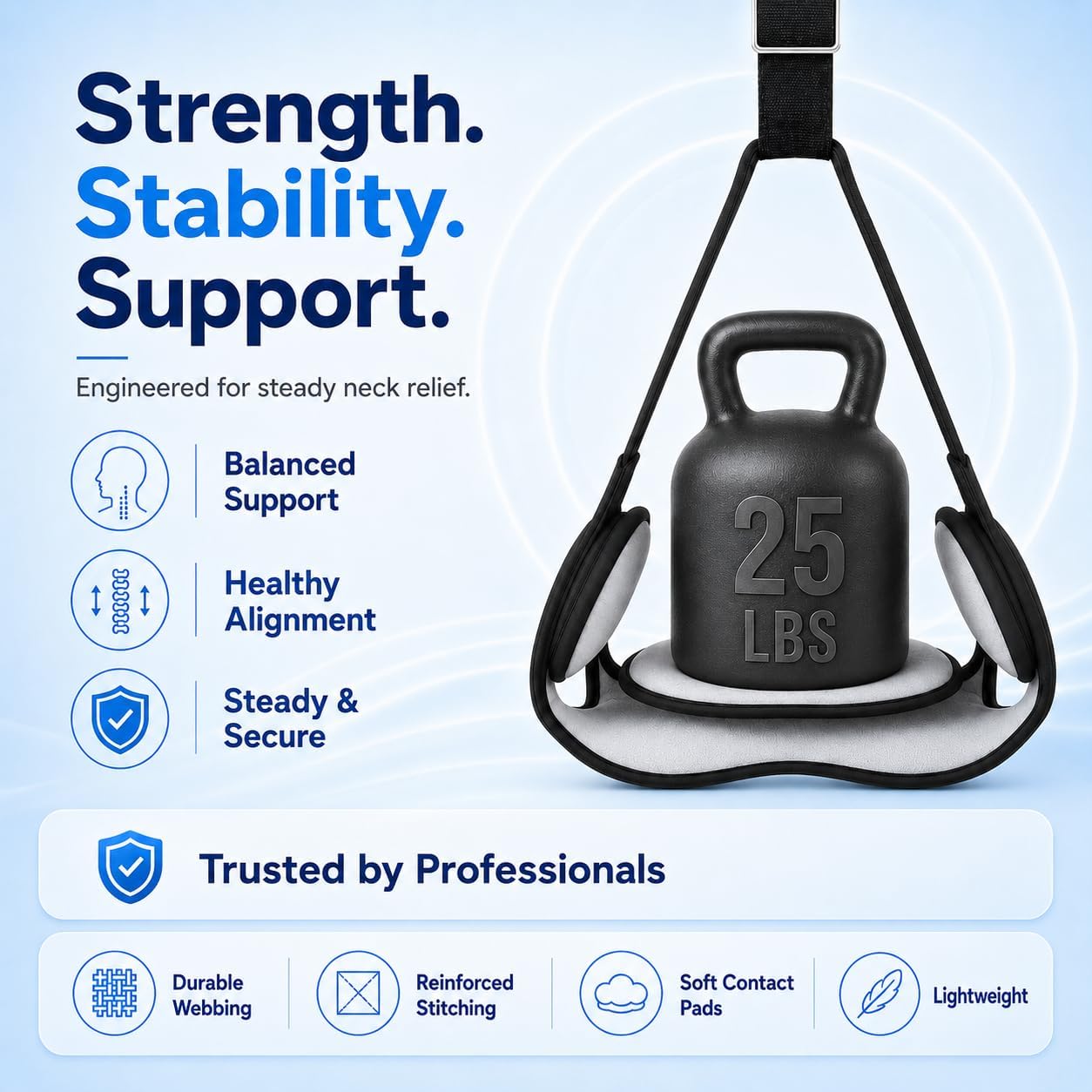 Neck Stretcher Hammock, Adjustable Cervical Traction Device with Removable Pads, Portable Support Strap for Neck Tension Relief and Comfort | Neck Tension Relief and Comfort