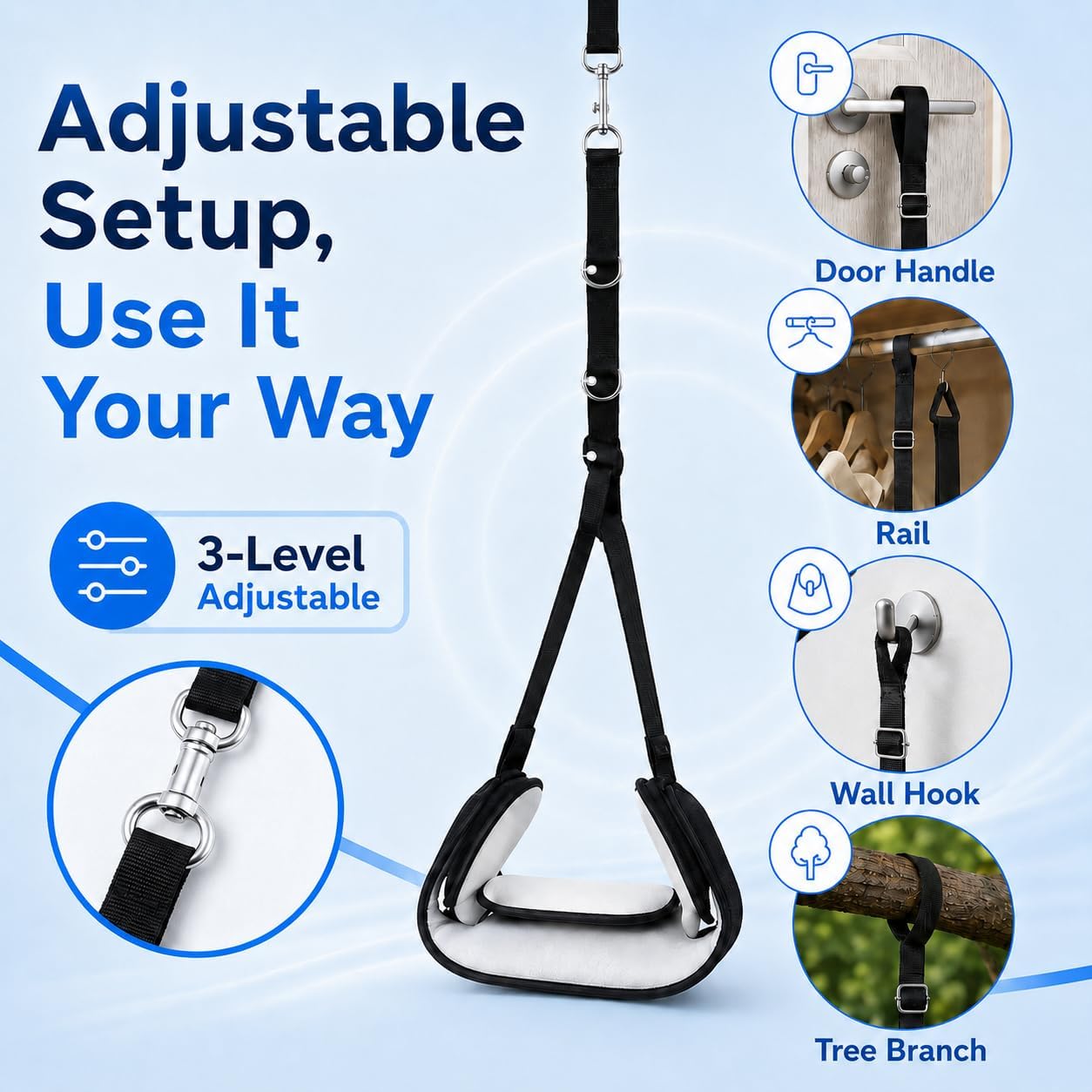 Neck Stretcher Hammock, Adjustable Cervical Traction Device with Removable Pads, Portable Support Strap for Neck Tension Relief and Comfort | Neck Tension Relief and Comfort