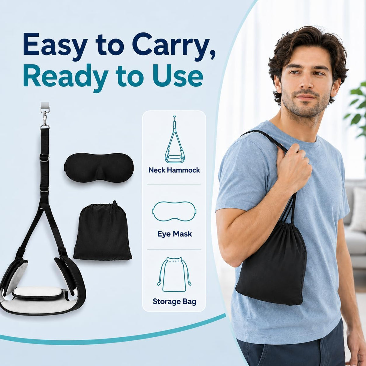 Neck Stretcher Hammock, Adjustable Cervical Traction Device with Removable Pads, Portable Support Strap for Neck Tension Relief and Comfort | Neck Tension Relief and Comfort