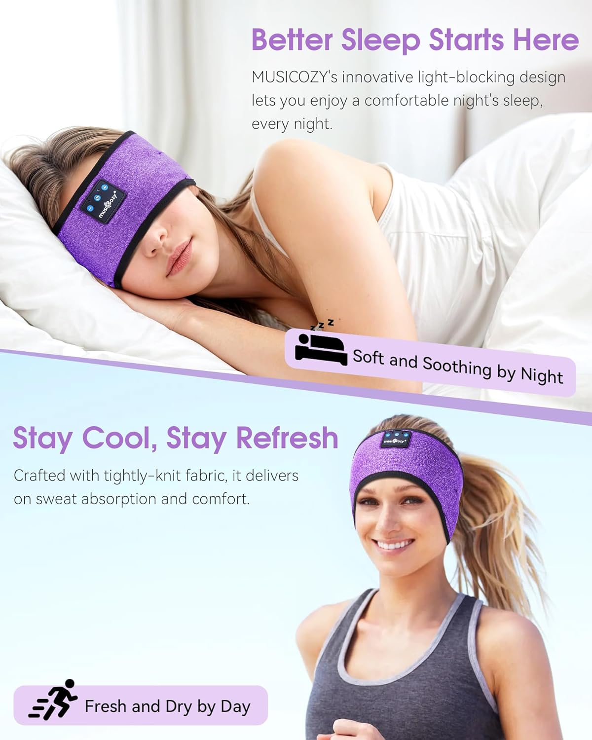 Sleep Headphones Bluetooth Headband Headphones for Side Sleepers