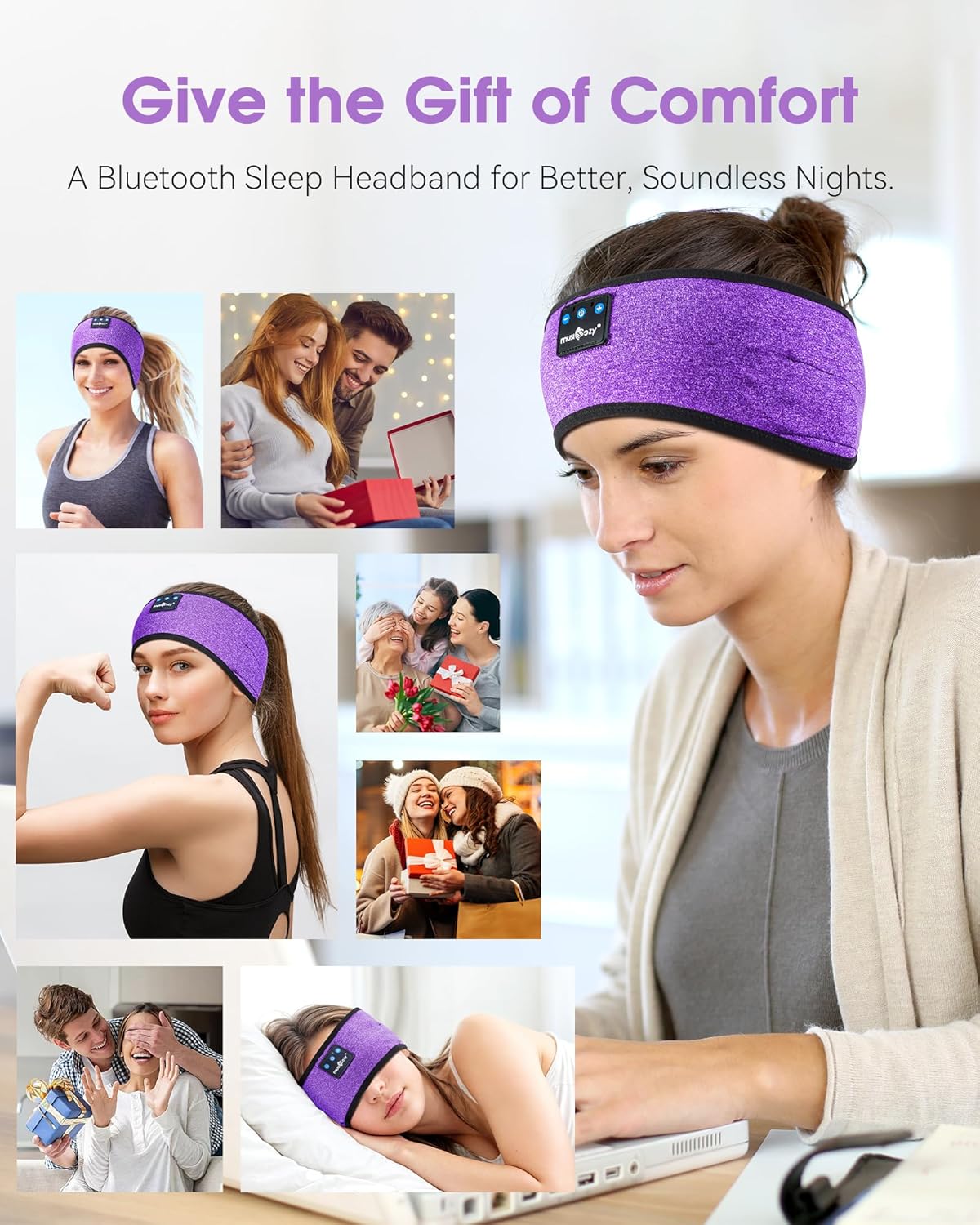 Sleep Headphones Bluetooth Headband Headphones for Side Sleepers