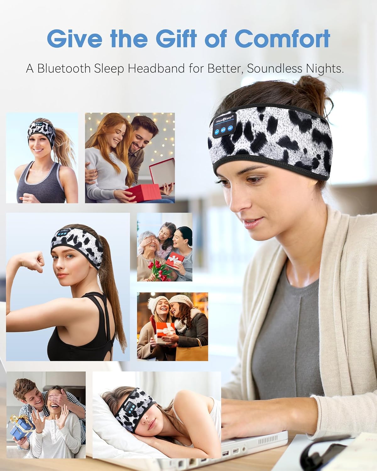 Sleep Headphones Bluetooth Headband Headphones for Side Sleepers