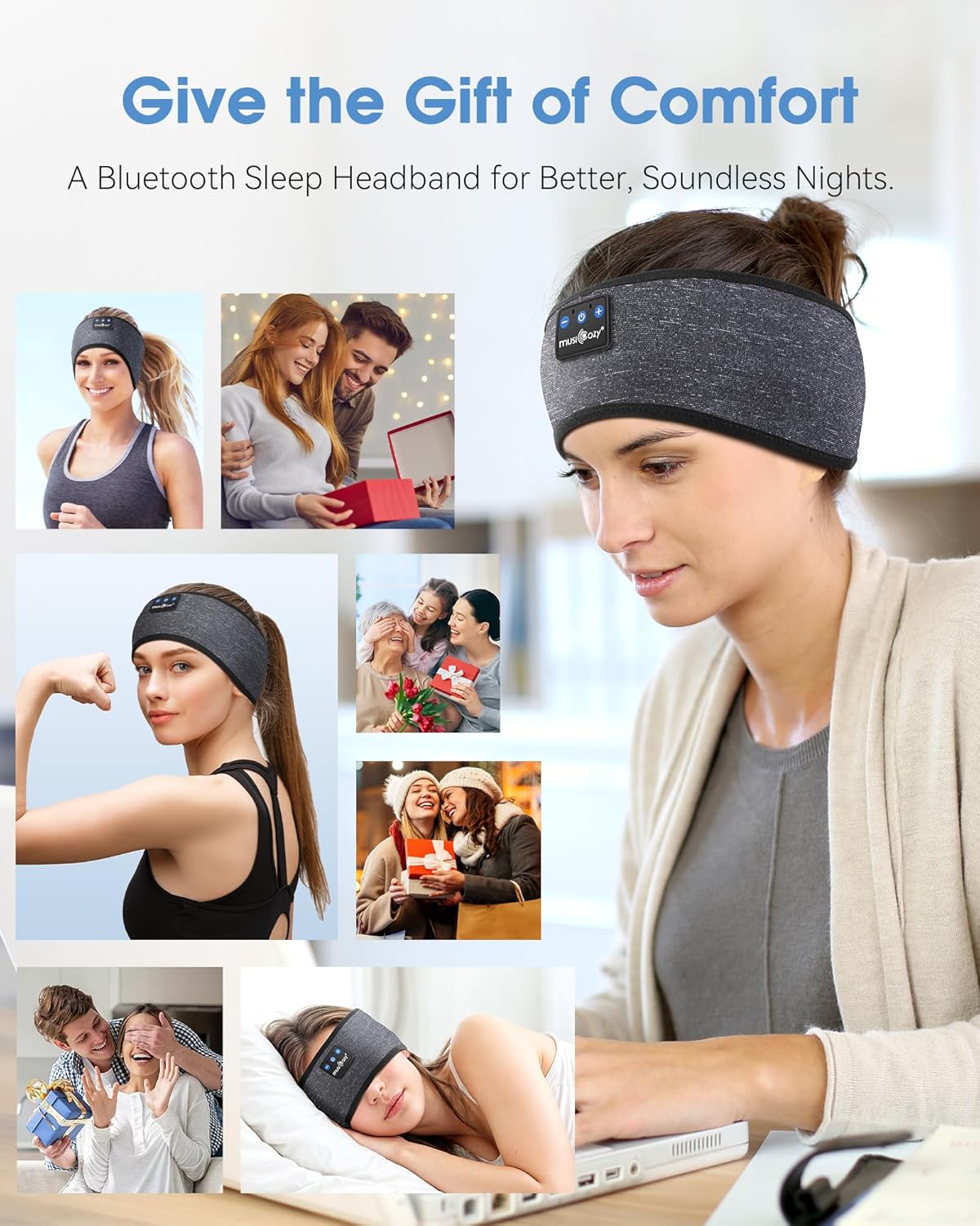 Sleep Headphones Bluetooth Headband Headphones for Side Sleepers