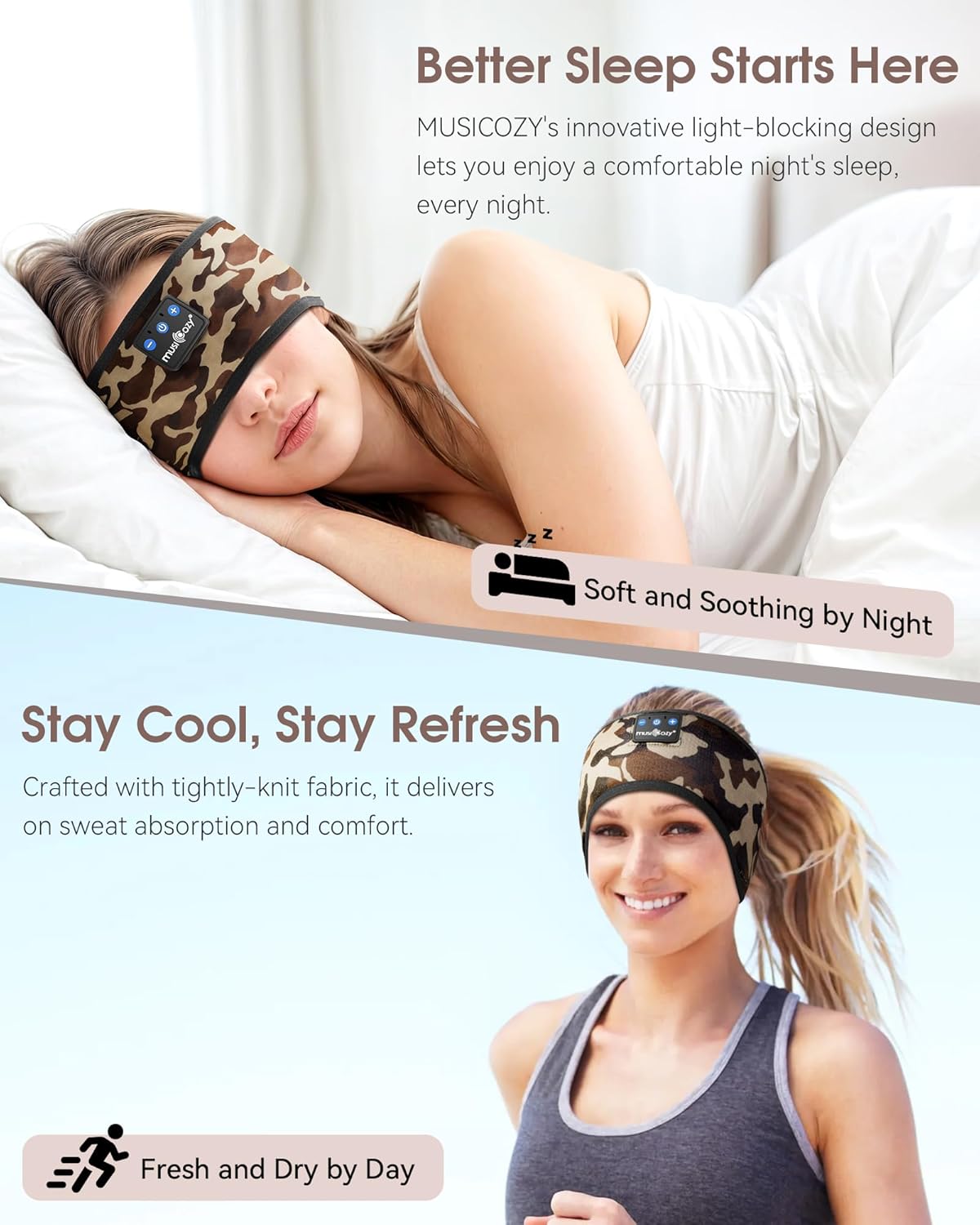 Sleep Headphones Bluetooth Headband Headphones for Side Sleepers