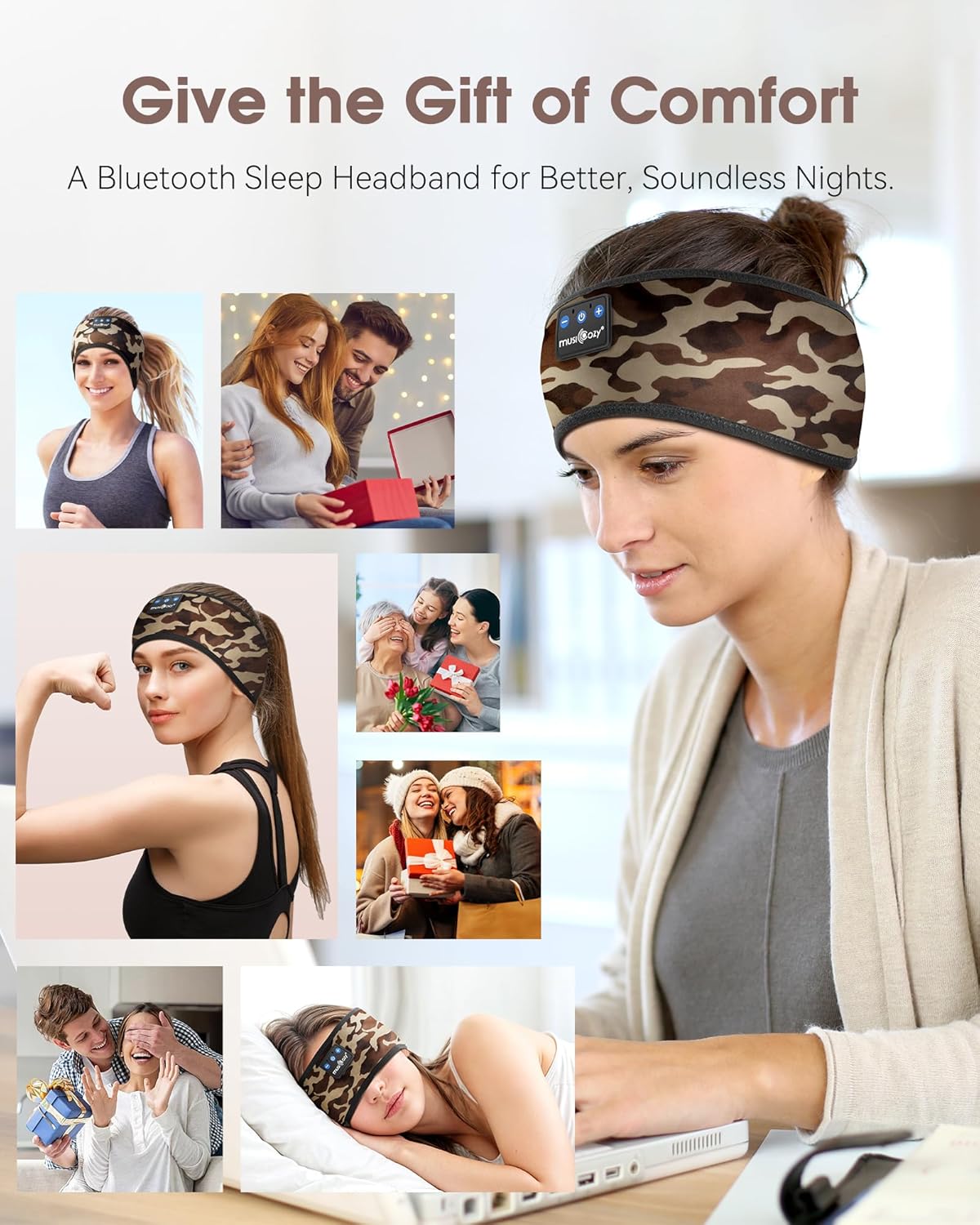 Sleep Headphones Bluetooth Headband Headphones for Side Sleepers