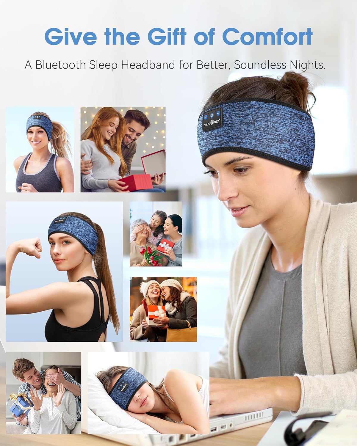 Sleep Headphones Bluetooth Headband Headphones for Side Sleepers
