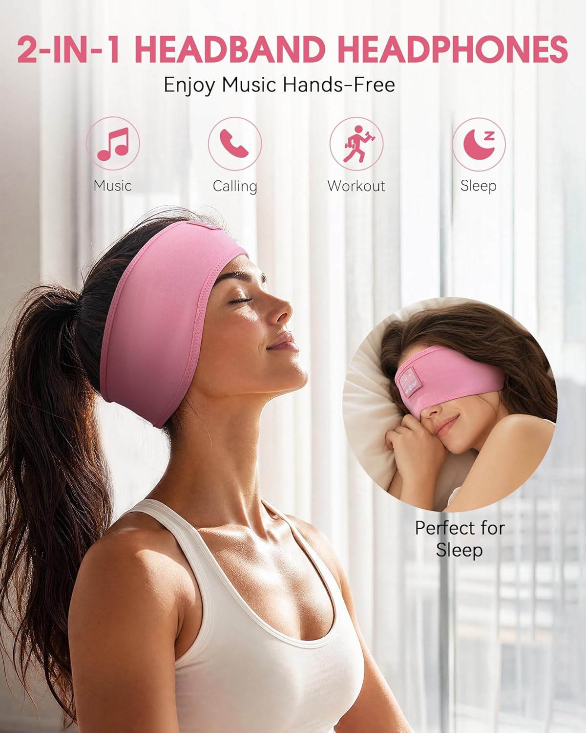 Sleep Headphones Bluetooth Headband Headphones for Side Sleepers