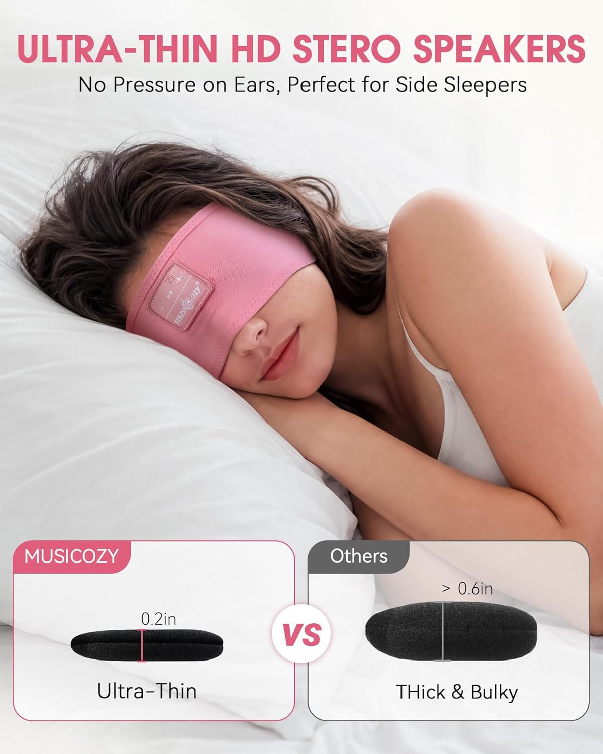 Sleep Headphones Bluetooth Headband Headphones for Side Sleepers