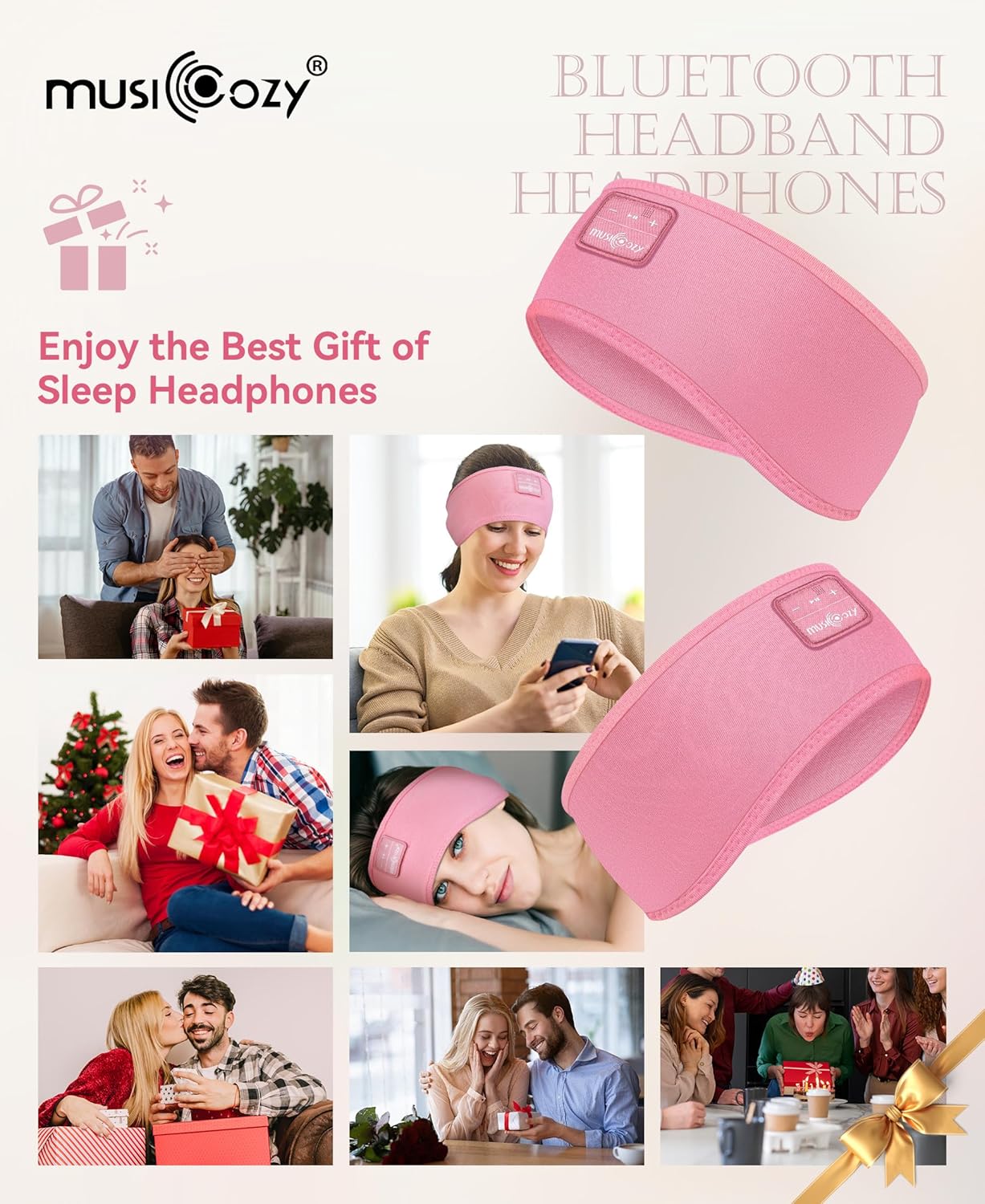 Sleep Headphones Bluetooth Headband Headphones for Side Sleepers