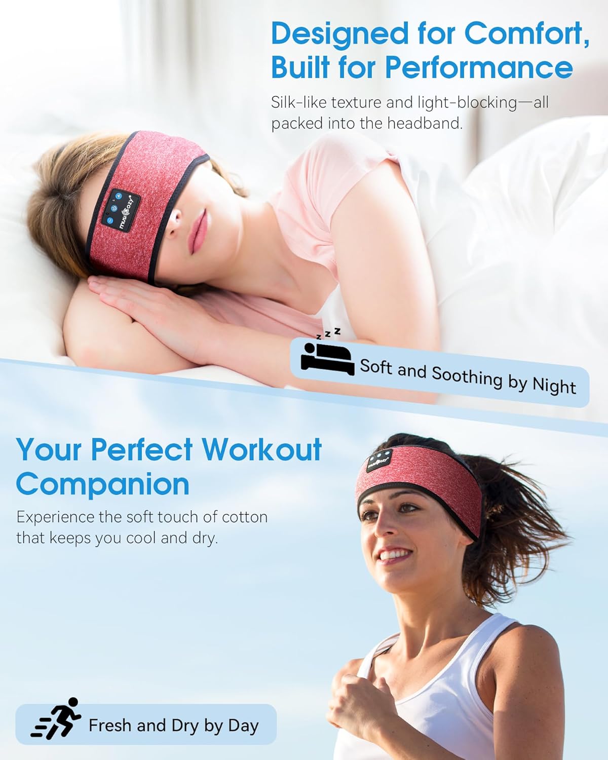 Sleep Headphones Bluetooth Headband Headphones for Side Sleepers