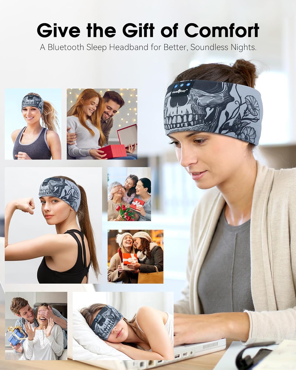 Sleep Headphones Bluetooth Headband Headphones for Side Sleepers