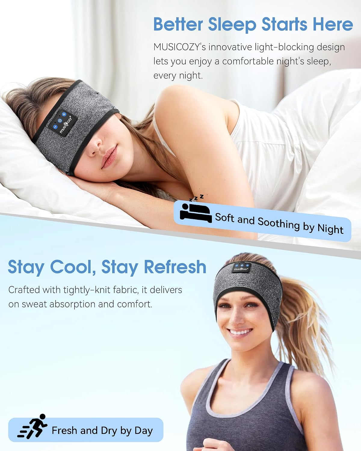 Sleep Headphones Bluetooth Headband Headphones for Side Sleepers