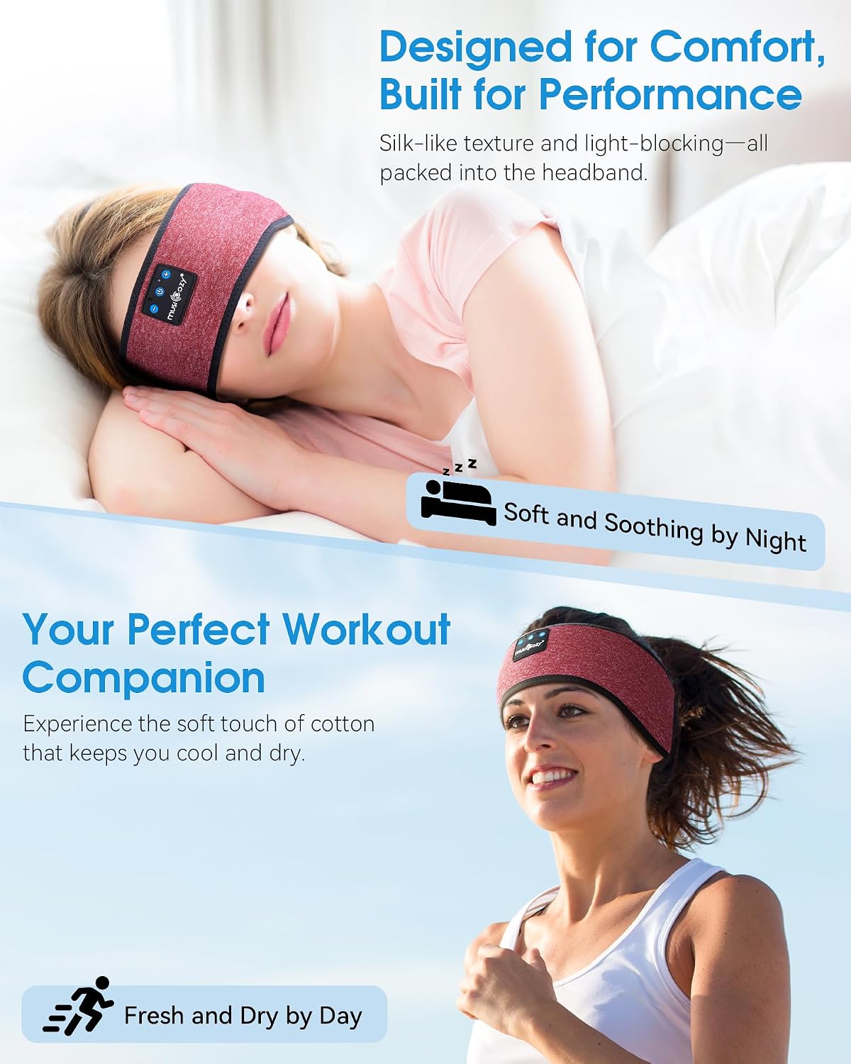 Sleep Headphones Bluetooth Headband Headphones for Side Sleepers