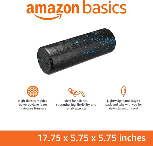 High Density Foam Roller for Exercise and Recovery, 18 Inches, Blue Speckled