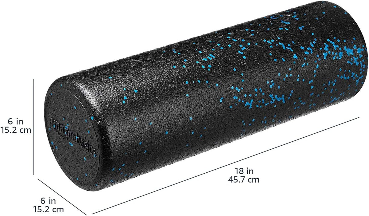 High Density Foam Roller for Exercise and Recovery, 18 Inches, Blue Speckled