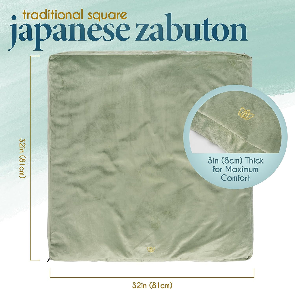 Meditation Cushion - Comfortable Floor Pillow - Traditional Tibetan Meditation Pillow with Beautiful Velvet Cover - Large Floor Cushion Seating for Adults - Premium Yoga Buckwheat Bolster