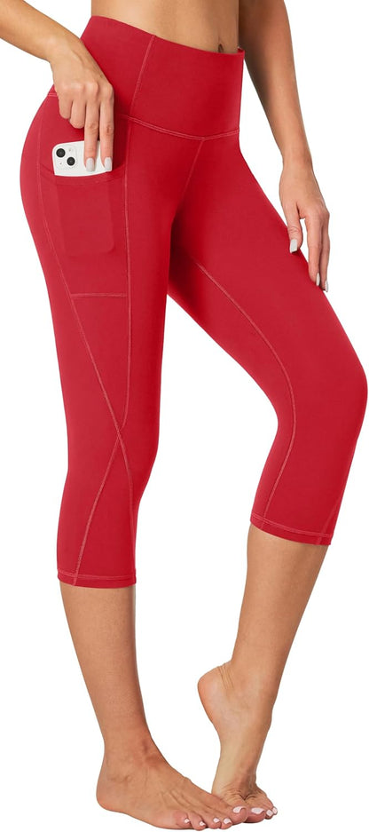 Capri Leggings for Women High Waisted Capri Leggings with Pockets for Women Tummy Control Yoga Pants Women