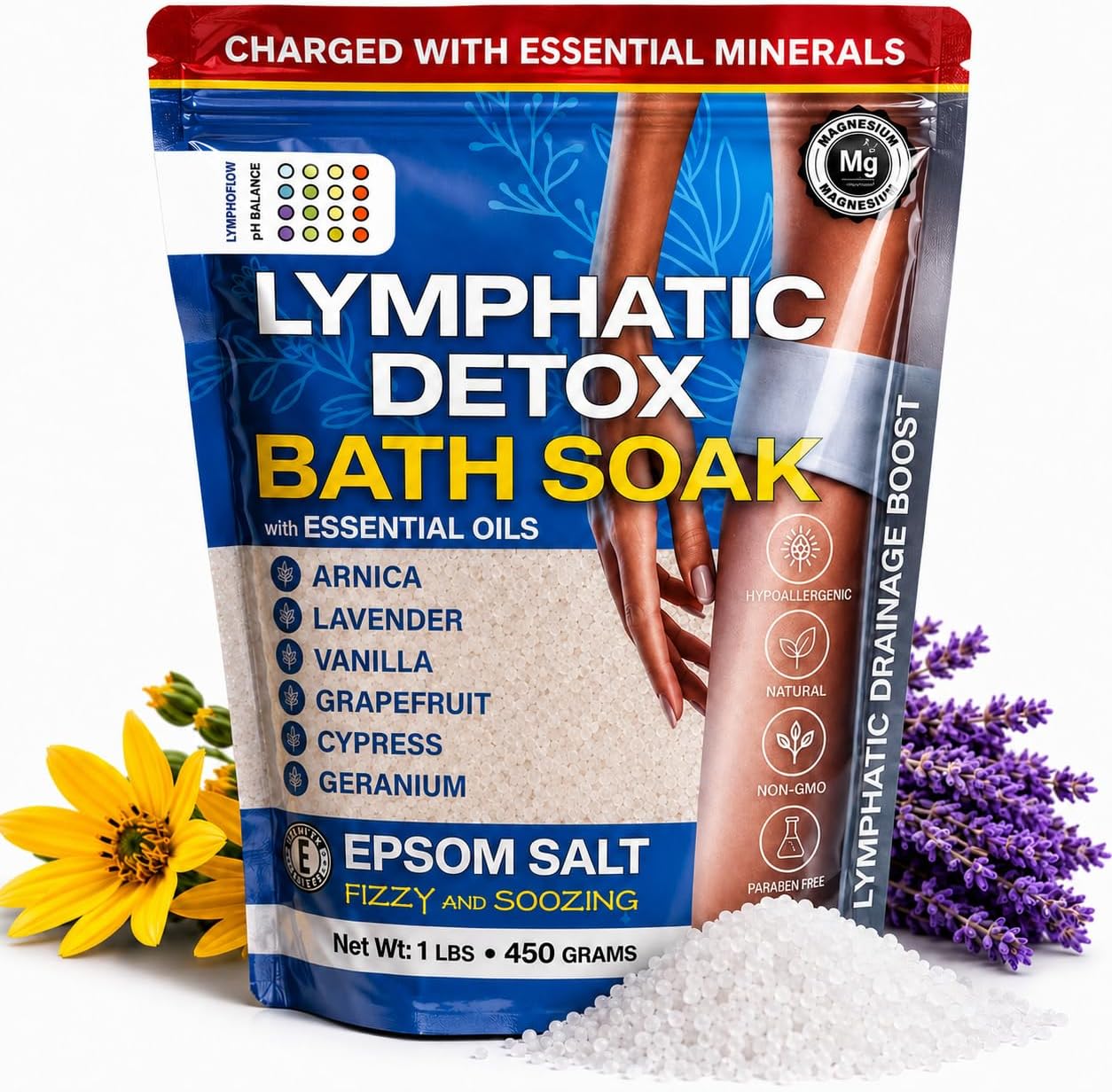 Bruizex Arnica Montana Bath Salts, Epsom Salt Bath Soak with Magnesium, 1lb