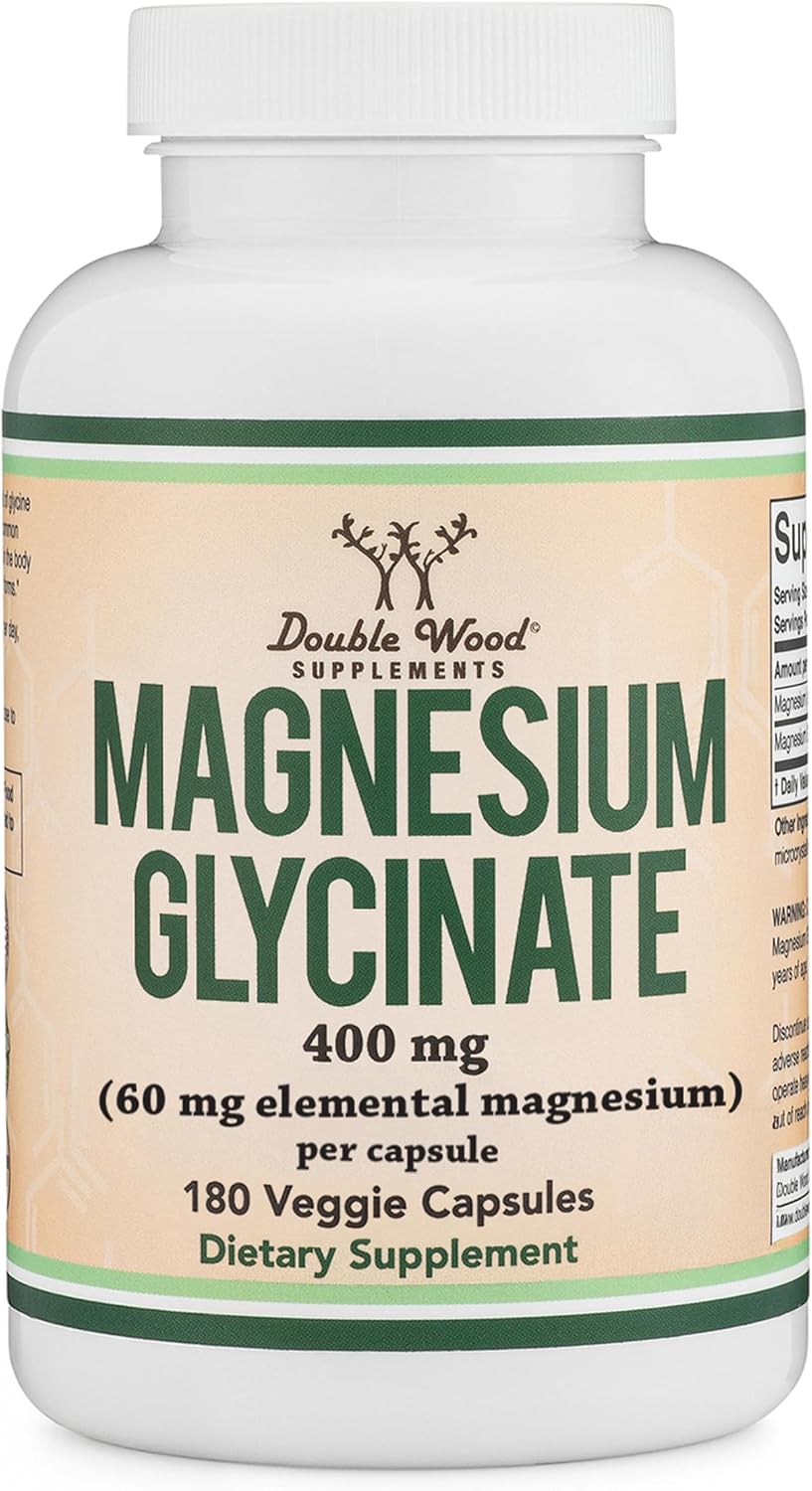 Magnesium Glycinate 400mg for Sleep, Relaxation, and Recovery, 180 Capsules