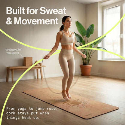 Ananday Premium Cork Yoga Mat - Sustainable, Non-Toxic & PVC-Free, Non-Slip, Perfect for Hot Yoga, Pilates & Exercise - Cushioned for Superior Comfort & Support