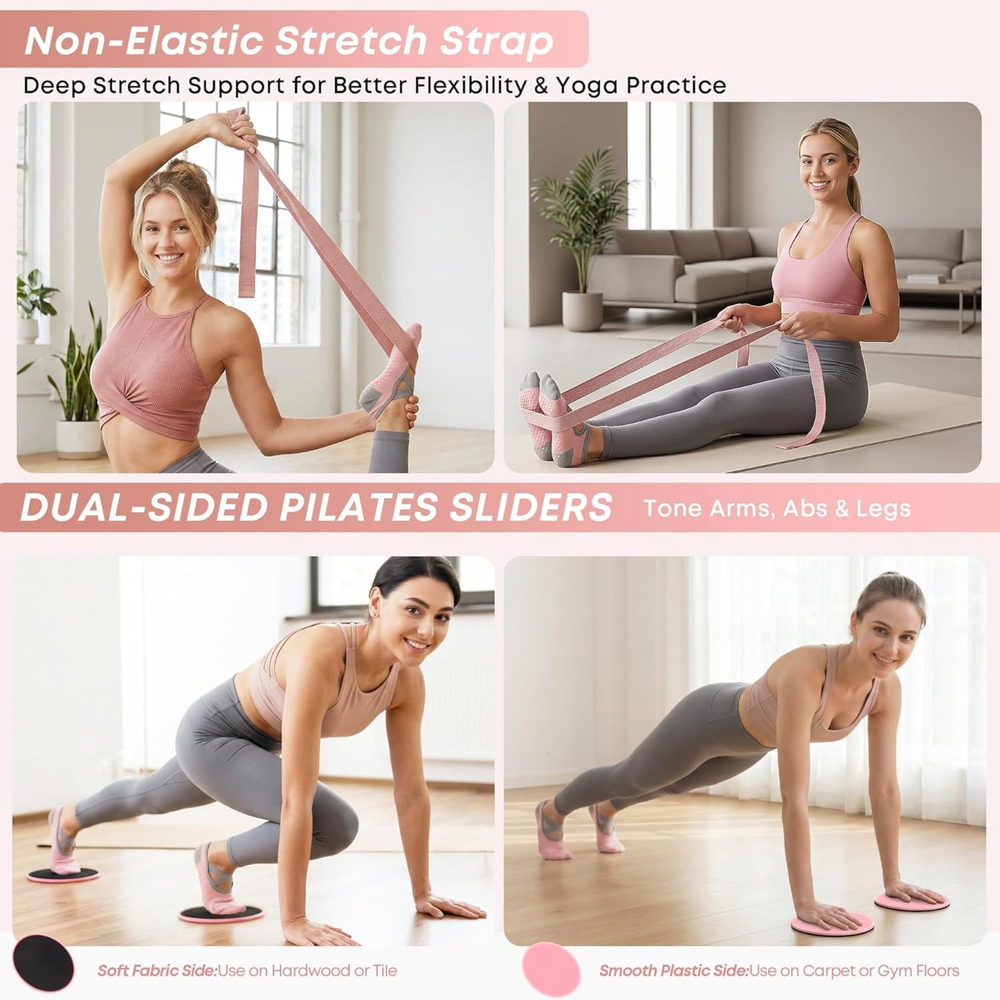 Home Pilates Kit for Women and Beginners, Pilates Ring and Ball Set with Resistance Bands, Wrist and Ankle Weights, Stretch Strap and Core Sliders and More for Full Body Toning