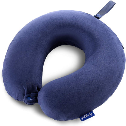 Travel Neck Pillow Memory Foam for Airplane Traveling Gray Blue