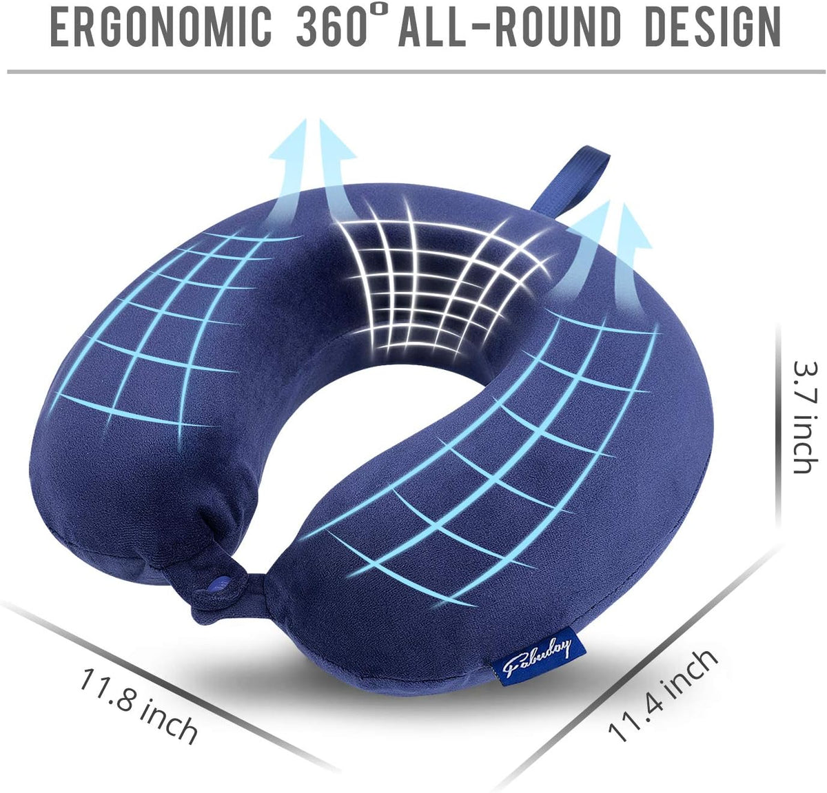Travel Neck Pillow Memory Foam for Airplane Traveling Gray Blue