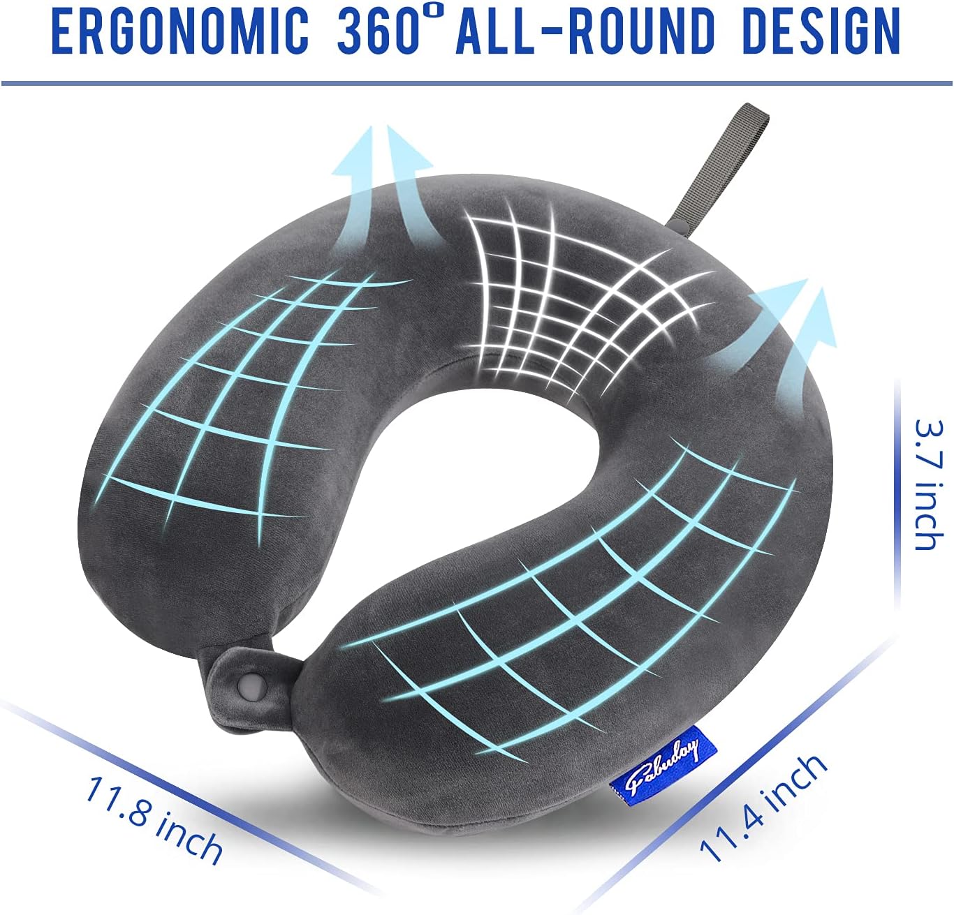 Travel Neck Pillow Memory Foam for Airplane Traveling Gray Blue