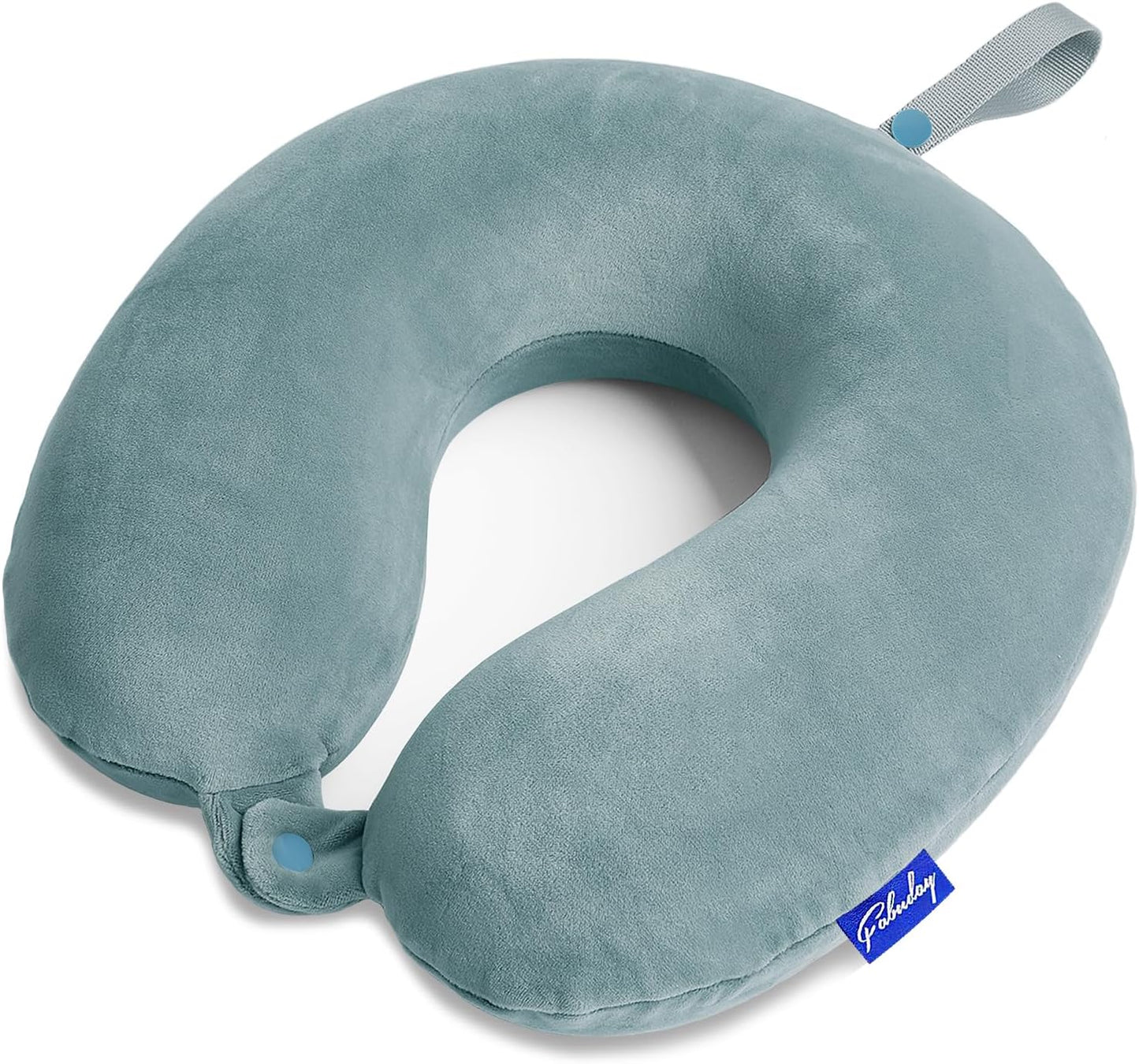 Travel Neck Pillow Memory Foam for Airplane Traveling Gray Blue