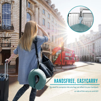 Travel Neck Pillow Memory Foam for Airplane Traveling Gray Blue